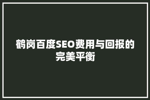 鹤岗百度SEO费用与回报的完美平衡