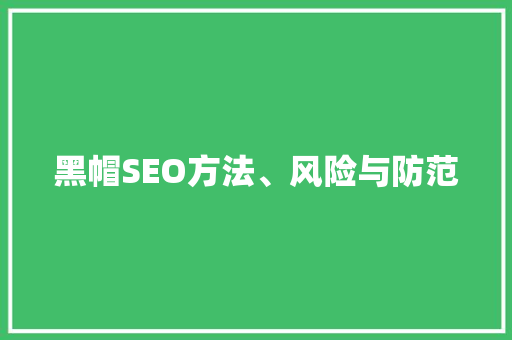黑帽SEO方法、风险与防范