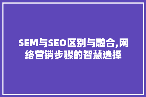 SEM与SEO区别与融合,网络营销步骤的智慧选择