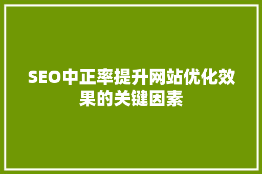 SEO中正率提升网站优化效果的关键因素