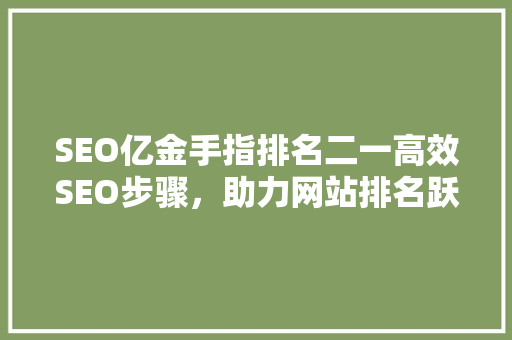 SEO亿金手指排名二一高效SEO步骤，助力网站排名跃升