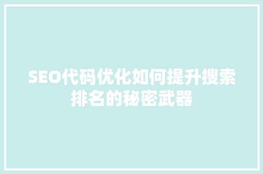 SEO代码优化如何提升搜索排名的秘密武器