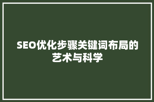 SEO优化步骤关键词布局的艺术与科学