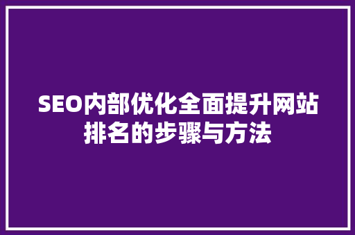 SEO内部优化全面提升网站排名的步骤与方法