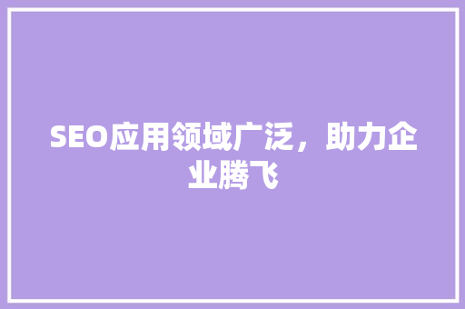 SEO应用领域广泛，助力企业腾飞