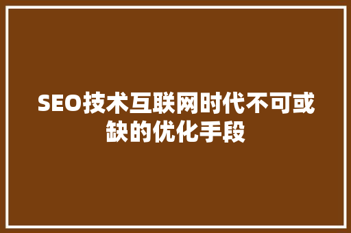 SEO技术互联网时代不可或缺的优化手段