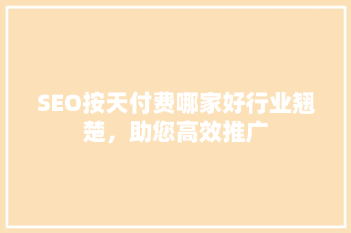 SEO按天付费哪家好行业翘楚，助您高效推广