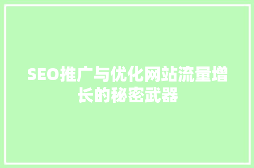SEO推广与优化网站流量增长的秘密武器