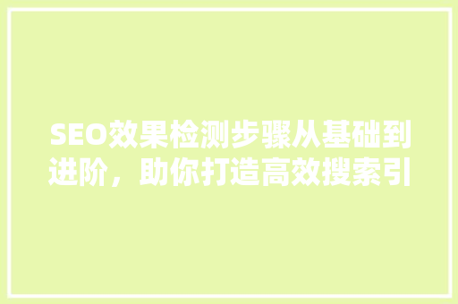 SEO效果检测步骤从基础到进阶，助你打造高效搜索引擎优化步骤