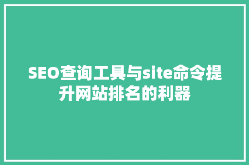 SEO查询工具与site命令提升网站排名的利器