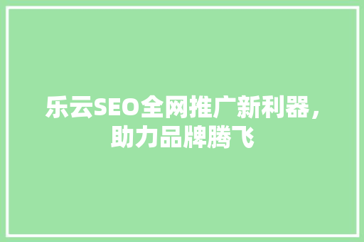 乐云SEO全网推广新利器，助力品牌腾飞