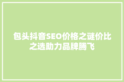 包头抖音SEO价格之谜价比之选助力品牌腾飞