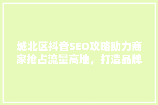 城北区抖音SEO攻略助力商家抢占流量高地，打造品牌新生态
