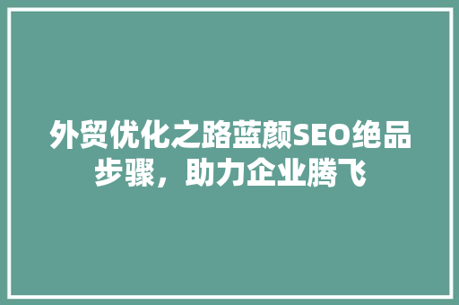 外贸优化之路蓝颜SEO绝品步骤，助力企业腾飞 服务器/数据库