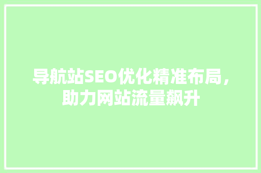 导航站SEO优化精准布局，助力网站流量飙升
