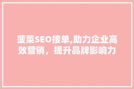 菠菜SEO接单,助力企业高效营销，提升品牌影响力