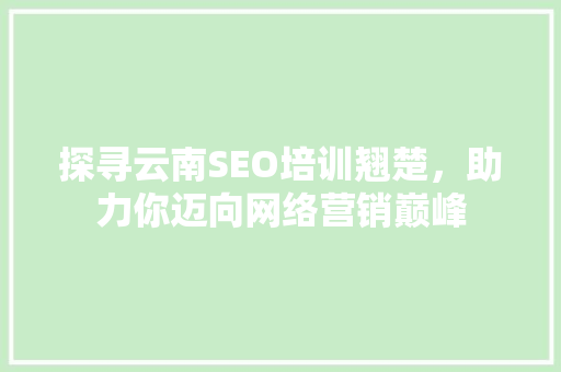 探寻云南SEO培训翘楚，助力你迈向网络营销巅峰