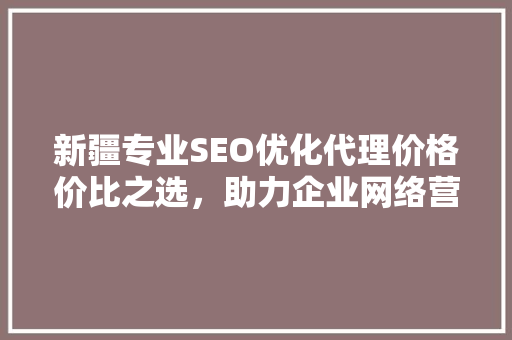 新疆专业SEO优化代理价格价比之选，助力企业网络营销腾飞