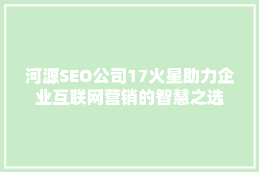 河源SEO公司17火星助力企业互联网营销的智慧之选