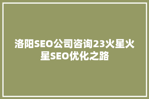 洛阳SEO公司咨询23火星火星SEO优化之路