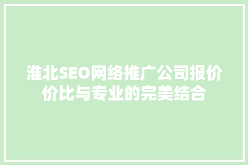 淮北SEO网络推广公司报价价比与专业的完美结合