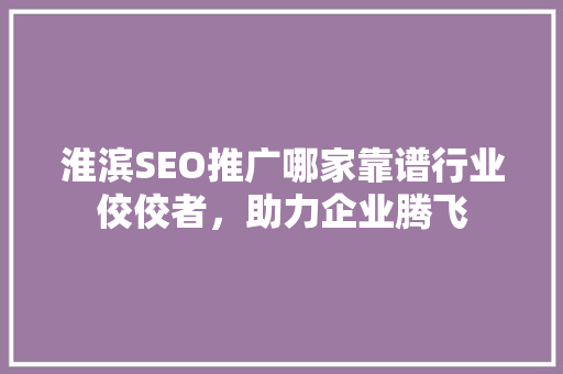 淮滨SEO推广哪家靠谱行业佼佼者，助力企业腾飞