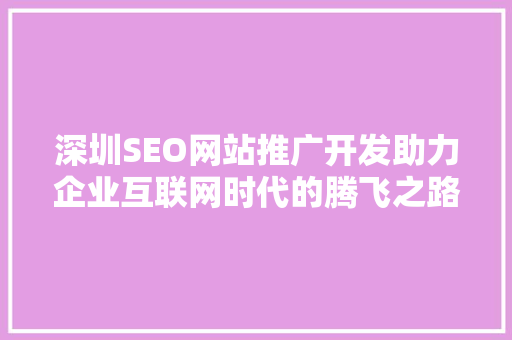 深圳SEO网站推广开发助力企业互联网时代的腾飞之路