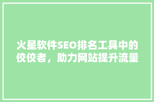 火星软件SEO排名工具中的佼佼者，助力网站提升流量与知名度