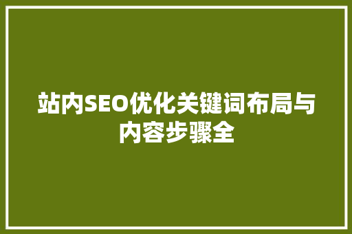 站内SEO优化关键词布局与内容步骤全
