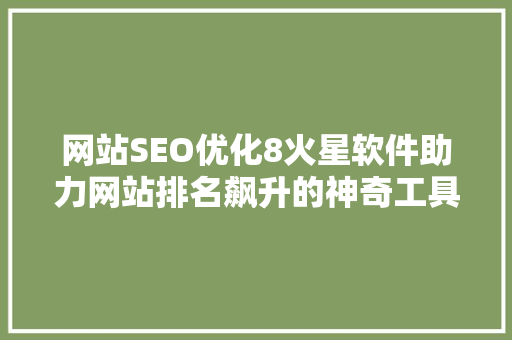 网站SEO优化8火星软件助力网站排名飙升的神奇工具