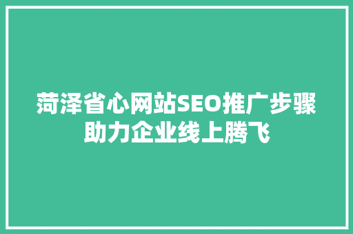 菏泽省心网站SEO推广步骤助力企业线上腾飞