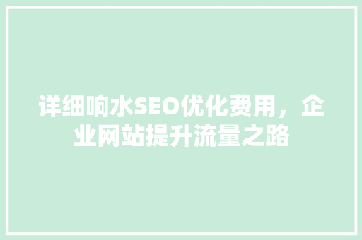 详细响水SEO优化费用，企业网站提升流量之路