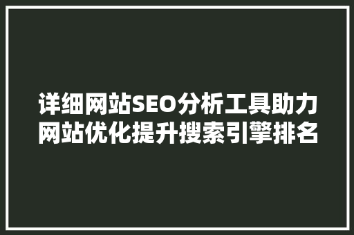 详细网站SEO分析工具助力网站优化提升搜索引擎排名