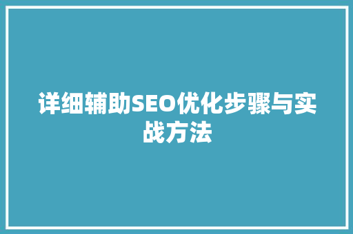 详细辅助SEO优化步骤与实战方法