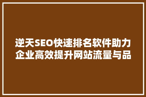 逆天SEO快速排名软件助力企业高效提升网站流量与品牌影响力
