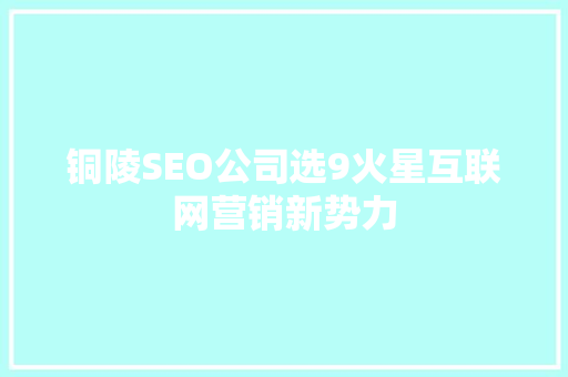 铜陵SEO公司选9火星互联网营销新势力