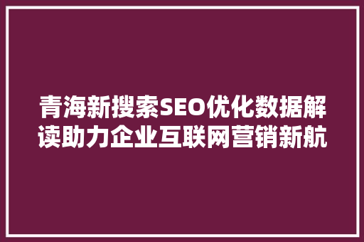 青海新搜索SEO优化数据解读助力企业互联网营销新航向