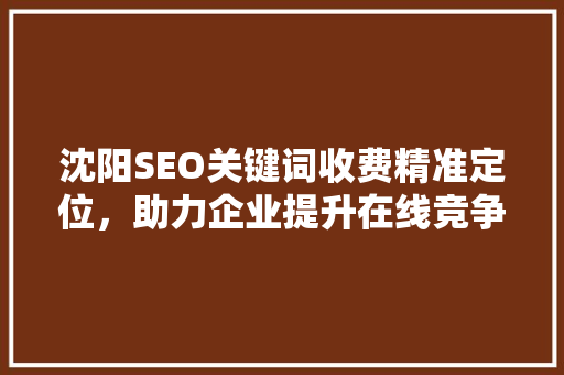 沈阳SEO关键词收费精准定位，助力企业提升在线竞争力