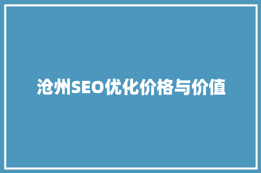 沧州SEO优化价格与价值