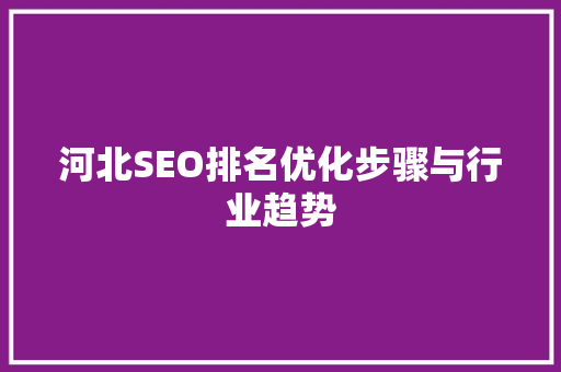 河北SEO排名优化步骤与行业趋势