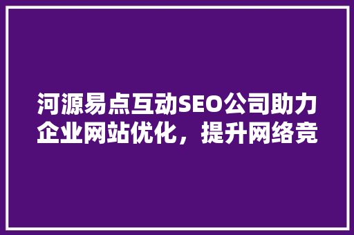 河源易点互动SEO公司助力企业网站优化，提升网络竞争力