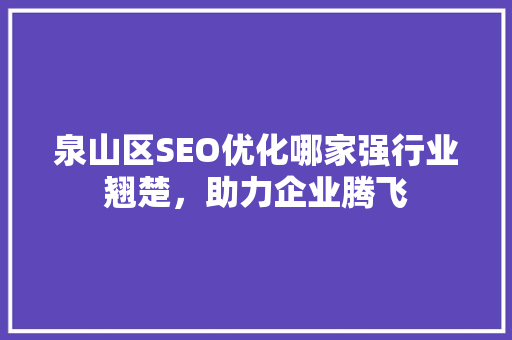 泉山区SEO优化哪家强行业翘楚，助力企业腾飞