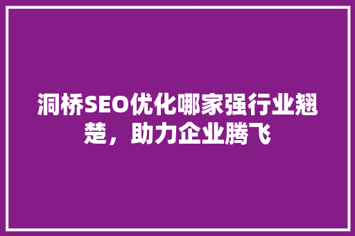 洞桥SEO优化哪家强行业翘楚，助力企业腾飞