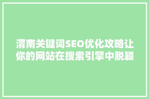 渭南关键词SEO优化攻略让你的网站在搜索引擎中脱颖而出