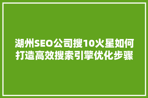 湖州SEO公司搜10火星如何打造高效搜索引擎优化步骤