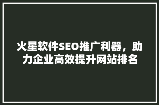 火星软件SEO推广利器，助力企业高效提升网站排名