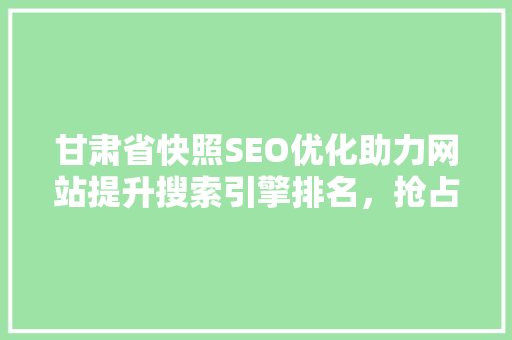 甘肃省快照SEO优化助力网站提升搜索引擎排名，抢占市场先机