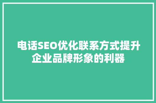 电话SEO优化联系方式提升企业品牌形象的利器