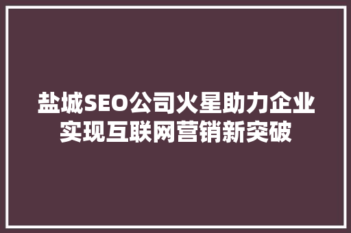 盐城SEO公司火星助力企业实现互联网营销新突破