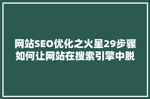 网站SEO优化之火星29步骤如何让网站在搜索引擎中脱颖而出